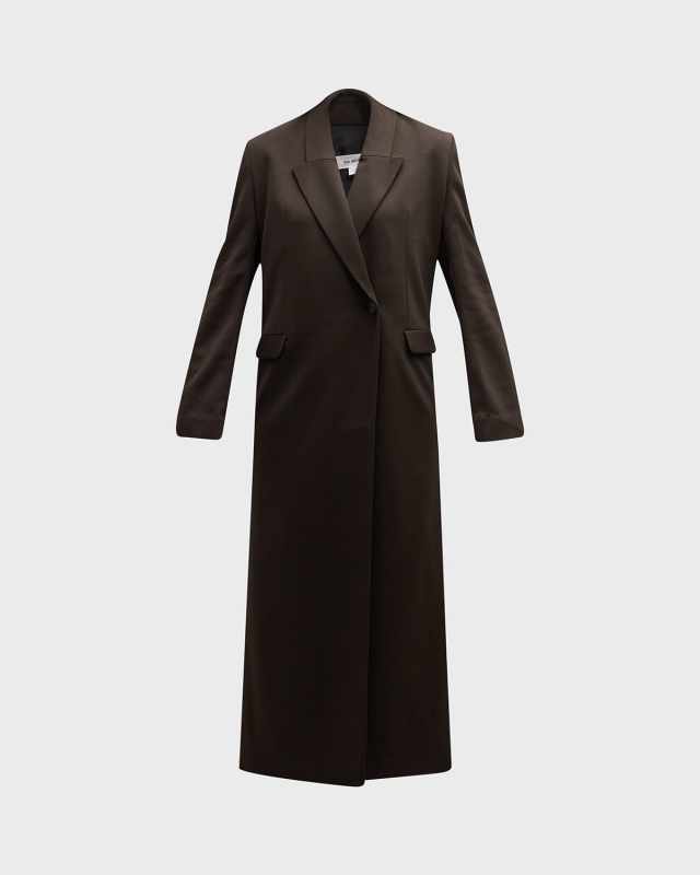 Long Double-Breasted Knit Coat